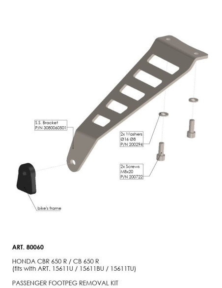 EXHAUST BRACKET STAINLESS STEEL BLACK