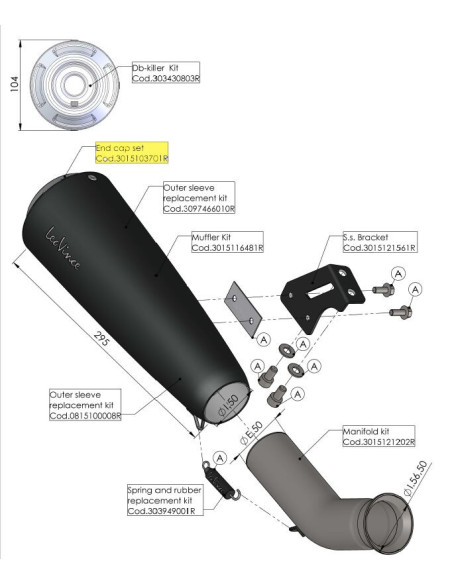 END CAP SET STAINLESS STEAL